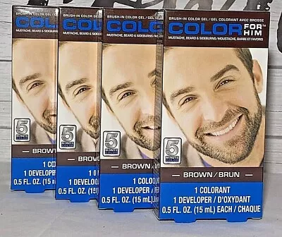 $19.49 • Buy Lot Of 4 Color For Him Men Mustache Beard Brush In 5 Min Gel Hair Dye Brown 