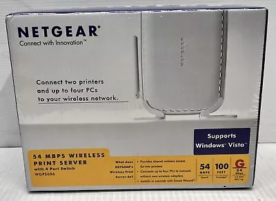 Netgear WGPS606 54 MBPS Wireless Print Server W/ 4 Port Switch NEW SEALED • $27.99