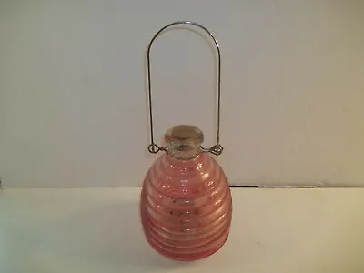 VINTAGE Light Pink Bee - Fly Wasp Trap Catcher Hive Shaped Glass W/wire Hanger • $39.99