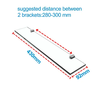 Floating Clear Glass Shelf Shelves Display For Home Bathroom Kitchen Office • £11.44