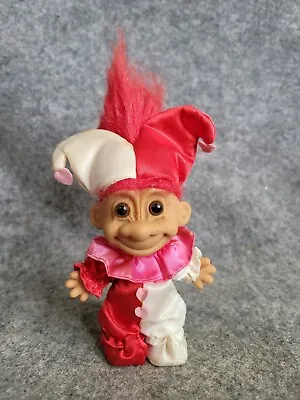 Vintage Troll Jester Clown Costume Hair Red White Plastic Collector Home Decor • $18.77