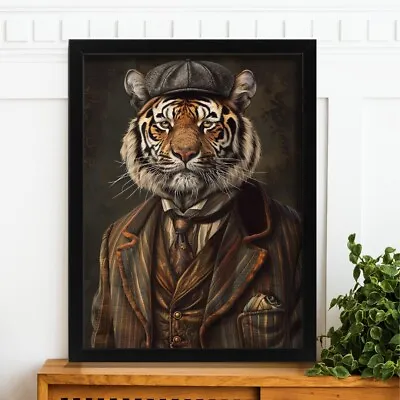 Tiger In A Suit Print Unique Animal Wall Art Print Peaky Blinders Art Tiger Gift • £6.50