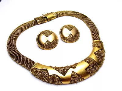 Vintage Monet Bold Necklace Earrings SET Deco Style Collar Couture 80's  • $139.50