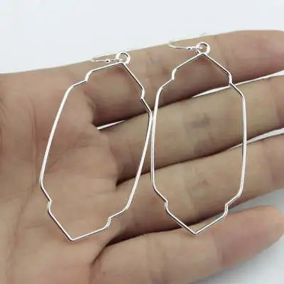 Classic Hollow Rectangle Geometric Metal Dangle Earrings Women Moroccan Jewelry • $1