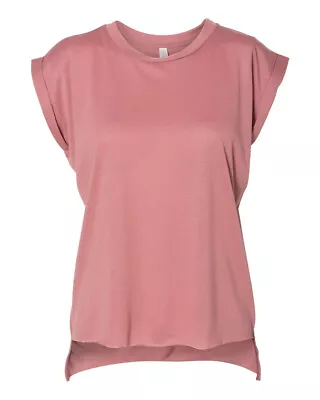 Bella + Canvas Women's Flowy Muscle T Shirt With Rolled Cuffs 8804 - Mauve Small • $12.56