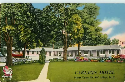 A View Of The Carlton Hotel Motor Court Route 9W Milton New York NY • $8.95