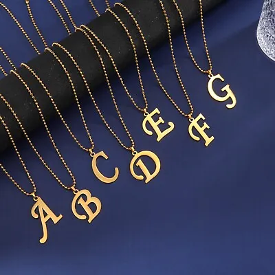 Initial Fancy Letter Necklace Minimalist Ball Chain Necklace For Women Men Gift • $3.98