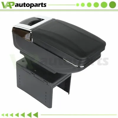 Leather Car Center Console Lid Interior Armrest Storage Box With Base Universal • $35.79