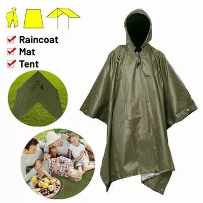 US Army Waterproof RipStop Hooded Rain Military Poncho Camping Hiking - New • $13.99