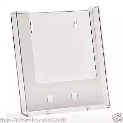 A5 WALL MOUNTED CLEAR PLASTIC LEAFLET DISPLAY FLYER MENU CATALOGUE HOLDER X 2  • £10.79