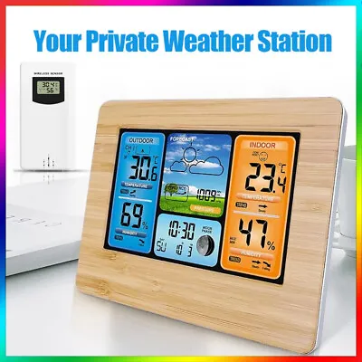 Wireless Weather Station Outdoor Clock Sensor Digital Forecast Barometer Monitor • £27.89