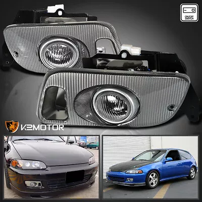 Fits 1992-1995 Honda Civic 2Dr 3Dr Clear Fog Lights Bumper Lamps+Switch+Wirings • $38.38