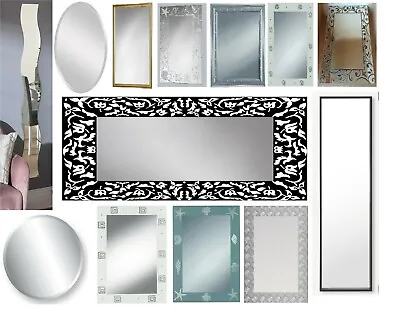 Modern Silk Screen Print Bevelled Edge & Wooden Frame Home Décor Mirrors • £9.89