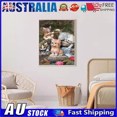 AU 5D Diamond Painting Kit Cat Full Square Drill DIY Wall Home Decor (20x30CM) • $10.49