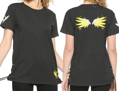 Overwatch Mercy Wings Lace-Up Side Tie Character Cosplay Women's Shirt NWT • $64.95