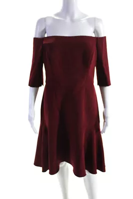 Milly Womens Crepe Off The Shoulder 3/4 Sleeve A-Line Midi Dress Red Size 10 • $41.49