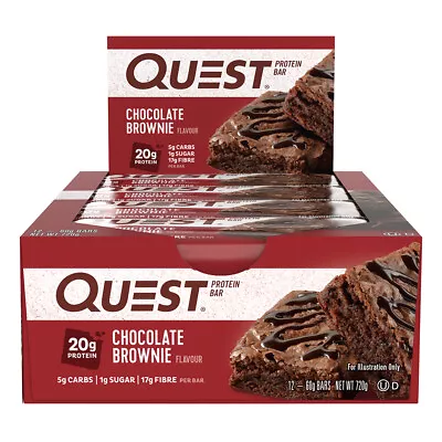 12pc Quest 60g High Protein Chewy Bar Healthy Snack Diet Treat Chocolate Brownie • $52