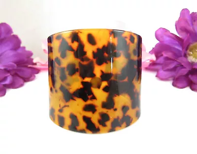 J. Crew Imitation TORTOISESHELL-Color CUFF BRACELET Vintage Wide Plastic 6.5 L • $14.99