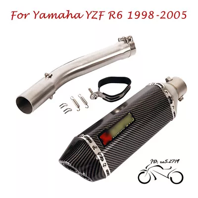 For Yamaha YZF-R6 1998-2005 Exhaust Escape Tips Mid Connect Link Pipe Set System • $145.29