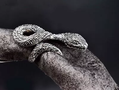 16 Gm Natural Marcasite Snake Design 925 Sterling Silver Stylish Fashion Ring • $139.22