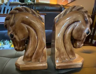 Vintage Pair 1982 Ceramic/Pottery HORSE HEAD Bookends • $14.99