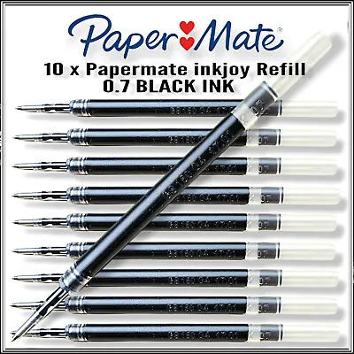 £6.50 • Buy 10 X Paper Mate InkJoy Pen Gel Refill 0.7mm Medium Tip Nib BLACK INK Pack Of 10