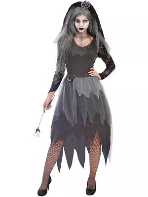 Adults Graveyard Bride Fancy Dress Halloween Costume Zombie Corpse Ladies Ghost • £31.99