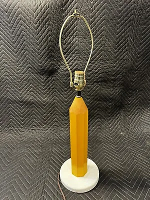 RETRO Lightolier  27  Pencil Lamps POP ART Yellow VINTAGE Table Lamp Wood • $52.99