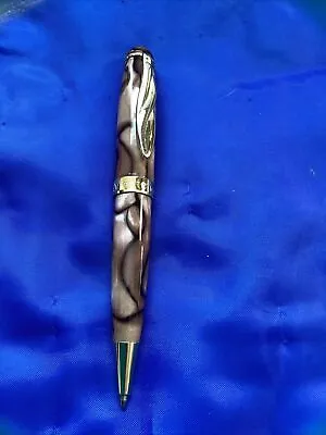 Vintage Montefiore Brown Marble/Gold Trim Short Pen • $15