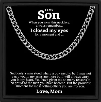 To My Son Necklace Gift For Son Christmas Gift For Son From Mom Cuban Chain • £22.99