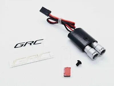 1:10 RC Exhaust  Backfire  Twin Muffler Tail Pipe Dual Led For RC Car - GRC • £21.99
