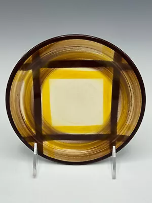 Retro MCM Vernonware Organdie Brown Yellow Plaid Chop Plate 12 1/4  • $34.99