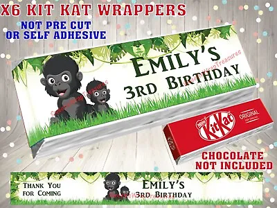 £1.30 • Buy PERSONALISED Gorilla KIT KAT Wrapper Party Bag Fillers Fruit Shoot Labels Jungle