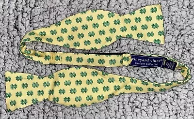 Vineyard Vines Yellow Green Notre Dame 100% Silk Custom Collection Bow Neck Tie • $39.99