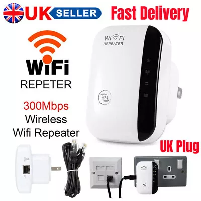 WiFi Signal Extender Range Repeater Booster Internet Amplifier 300Mbps UK Plug • £8.59