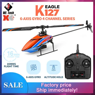 WLtoys K127 2.4G 4CH 6-Aixs Gyro Hover Single Blade Mini RC Helicopter RTF US • $63.35