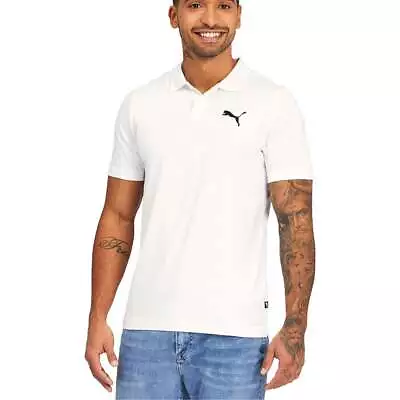 Puma Essentials Short Sleeve Polo Shirt Mens White Casual 58850902 • $17.99