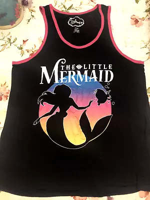 Little Mermaid Top Women XL Disney Plus Size Tank Top Sleeveless Shirt Black Pin • $4