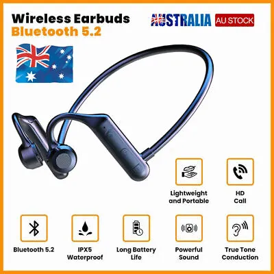 $13.98 • Buy New Bone Conduction Headphones Wireless Bluetooth 5.2 Waterproof Sport Earphone