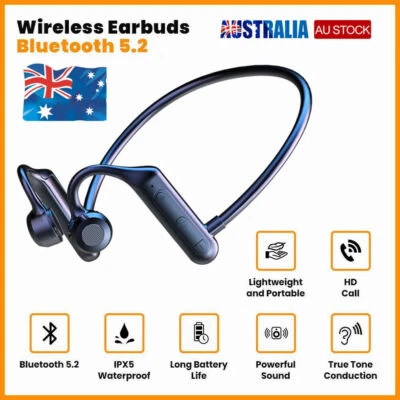 New Bone Conduction Headphones Wireless Bluetooth 5.2 Waterproof Sport Earphone • $19.96