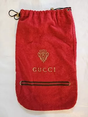 Vintage Red Gucci Spa GG Drawstring Storage Dust Cover Bag 14 By 8.5 Inches • $15