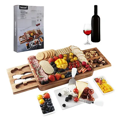 Hecef Acacia Cheese Board Set Charcuterie Serving Platter Tray Gift For Women • £28.89