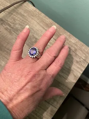 Blue Tanzanite Ring 3.88 MTGW Oval AAA 18K • $4000