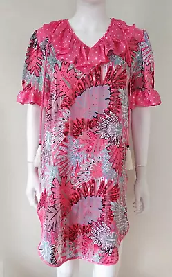 Vintage DIANE FREIS Georgette Floral Sheer Ruffle Frilly Tassel Nightgown Dress • $46.88