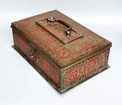 Islamic Bronze Casket Dated 1886 Red Enamel Arabic Urdu • $809.32