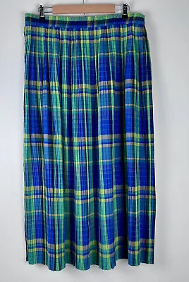 Vintage LUCIA Maxi Skirt XL Elastic Waist Blue Green Yellow USA • $24.99