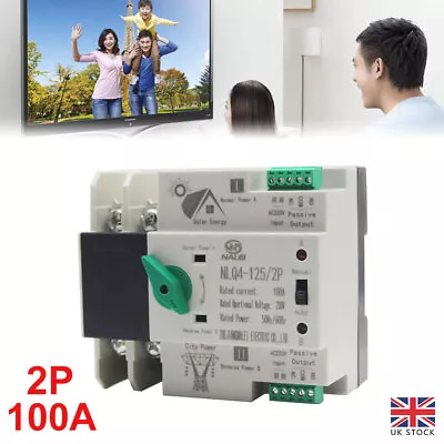 2P 100A Dual Power Automatic Transfer Switch Generator Changeover Switch Tool UK • £27.29