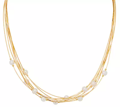 QVC Honora Cultured Pearl Multi-strand Sterling Yellow Necklace • £135.06