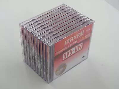 10 X Maxell Pro-X DVD-RW 120 Min 4.7GB 1-2x Rewritable - Jewel Cases - Blank NEW • £2.99