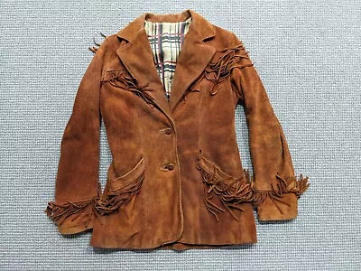 Joo Kay Leather Jacket Womens Small? Vintage Fringe Western Lined Cowgirl  • $79.99